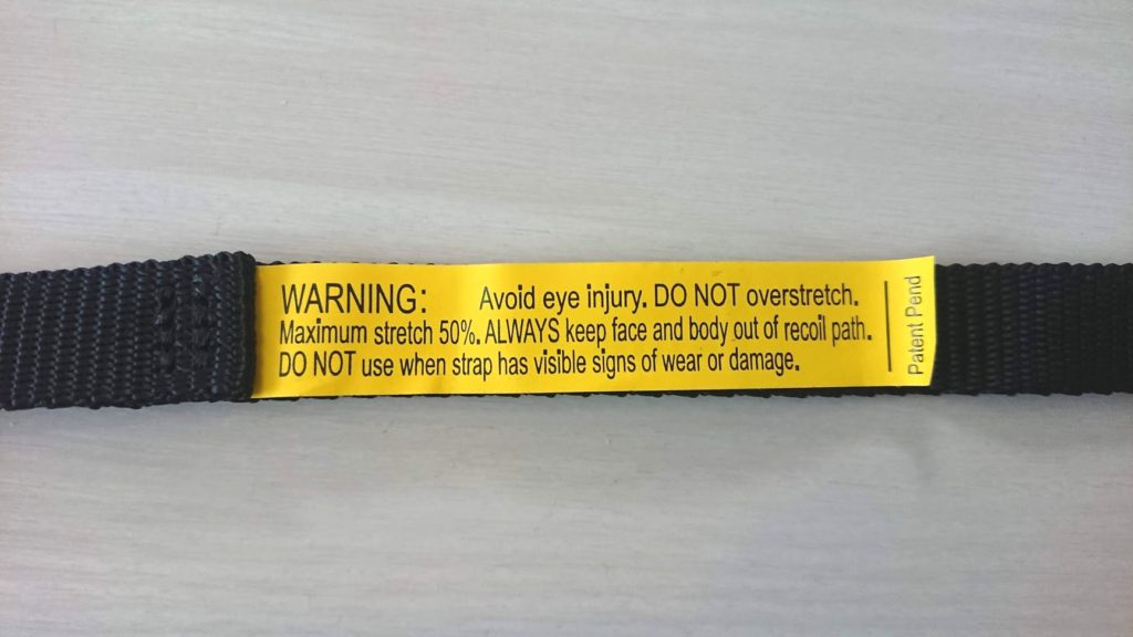 ROK straps「ROK00308」の注意書きタグ。